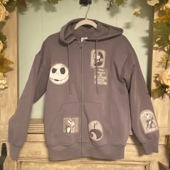 Disney Tops - EUC Disney The Nightmare Before Christmas Charcoal Hoodie Size XS